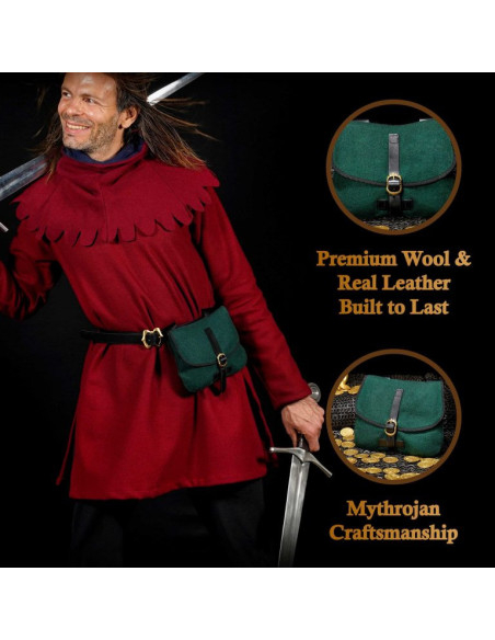 Medieval bag for LARP in green