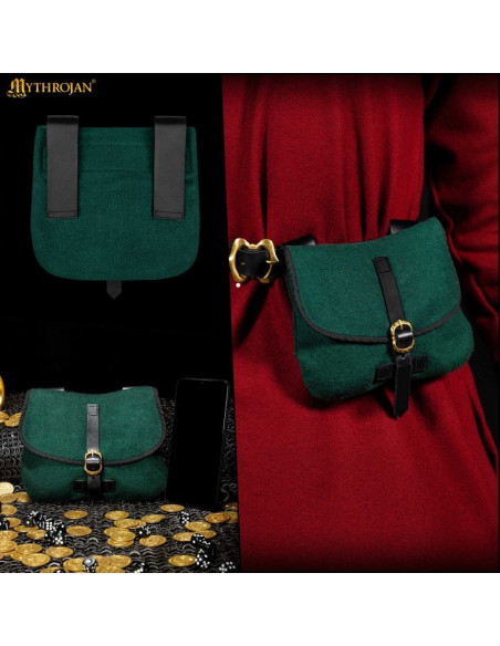 Medieval bag for LARP in green