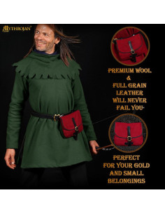 Medieval bag for LARP in burgundy red 2