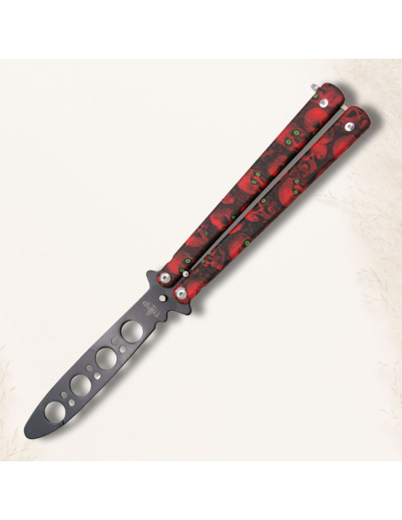 Red Skull Fan Knife Practice Without...