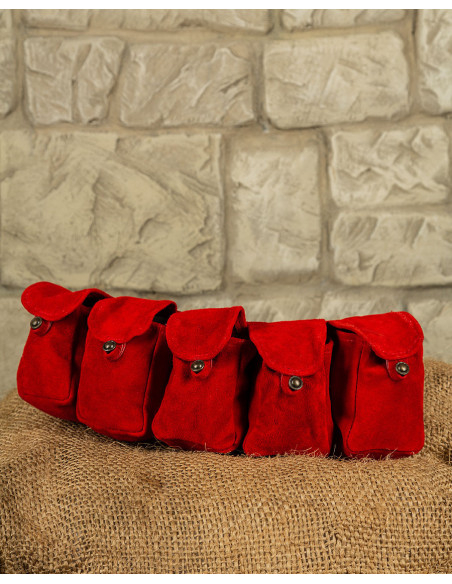 Rickar Belt with 5 Pouches - Red