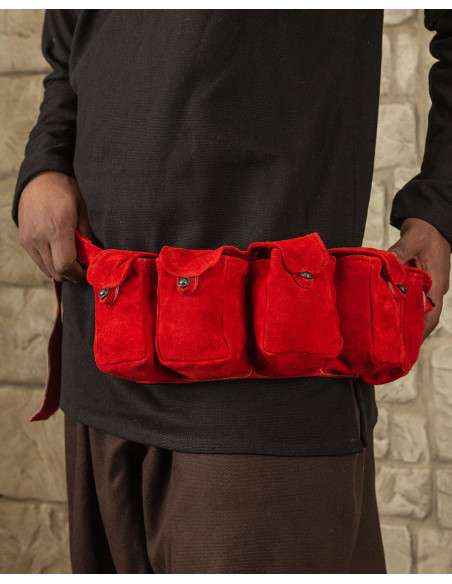 Rickar Belt with 5 Pouches - Red