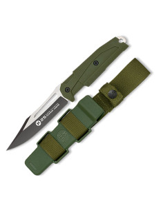 K25 tactical knife with green rubber handle