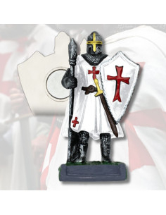 White templar knight magnet with lance (7 cm.)