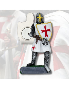 White Templar Knight Magnet with Mace (7 cm)