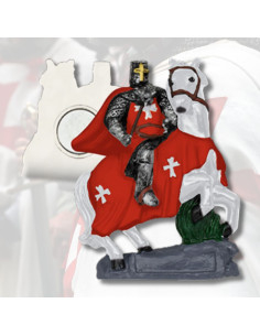 Red Templar Knight Magnet on Horse (7 cm.)