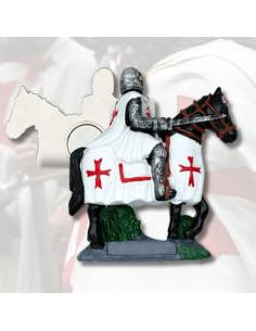 White Templar Magnet with Sword on Horse (7 cm.)