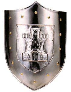 Decorative shield with castle engraving
