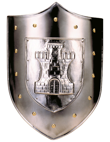 Decorative shield with castle engraving