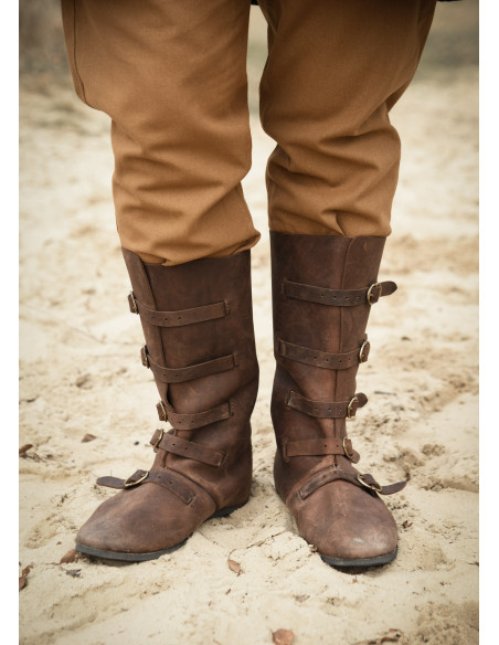 High medieval boots with buckle...