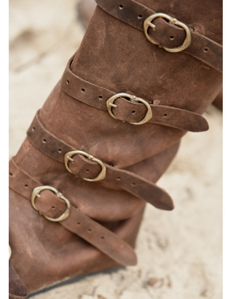 High medieval boots with buckle...