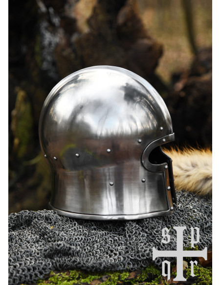 Medieval barbuta with T-shaped...