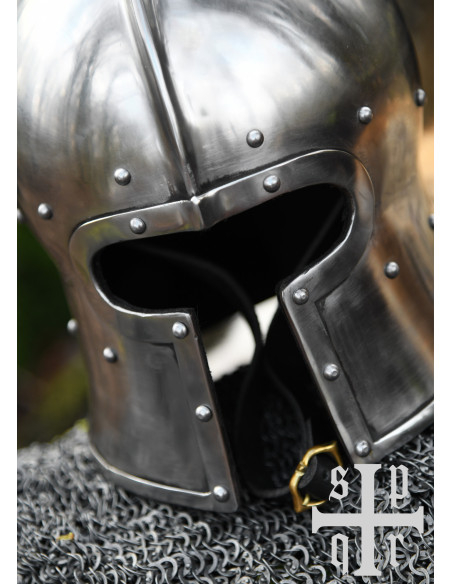 Medieval barbuta with T-shaped...