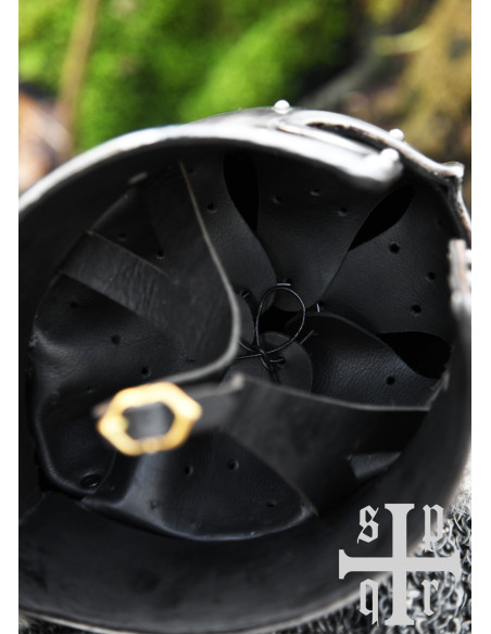 Medieval barbuta with T-shaped...