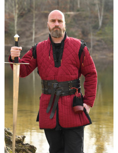 Red-black medieval gambeson, detachable sleeves 2