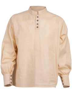 Medieval cotton shirt model Bartold, natural white color