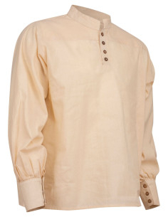 Medieval cotton shirt model Bartold, natural white color 2