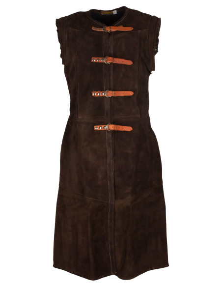 Long medieval vest in suede model...