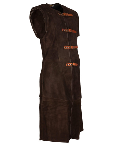 Long medieval vest in suede model...