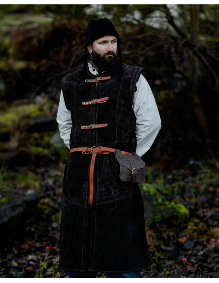 Long medieval vest in suede model...