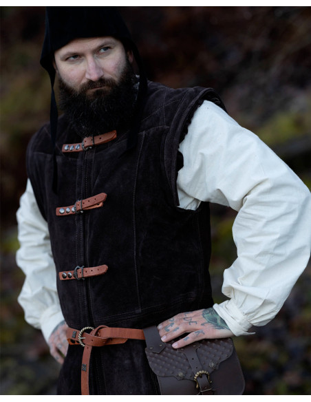 Long medieval vest in suede model...