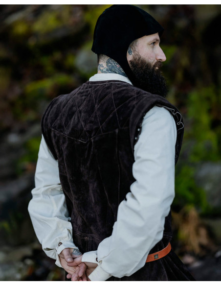 Long medieval vest in suede model...