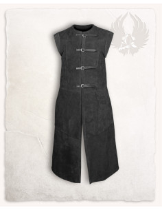 Long medieval vest in suede model Garen, black color