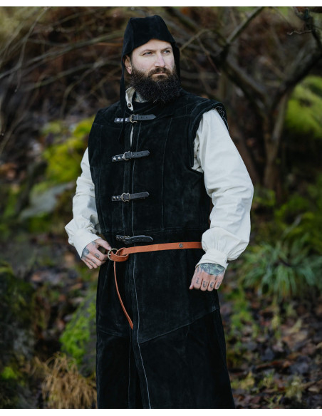 Long medieval vest in suede model...