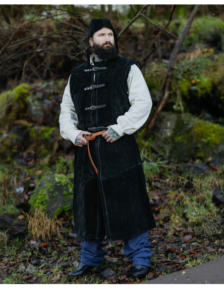 Long medieval vest in suede model...