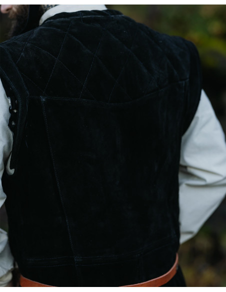 Long medieval vest in suede model...