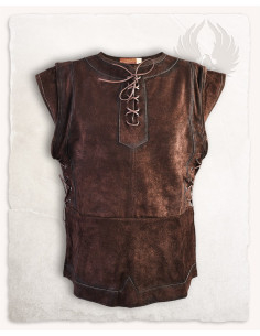 Medieval closed vest made of suede model Penda, brown