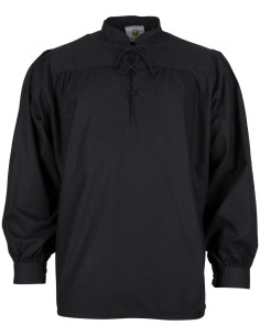 Medieval cotton shirt model Roland, black color