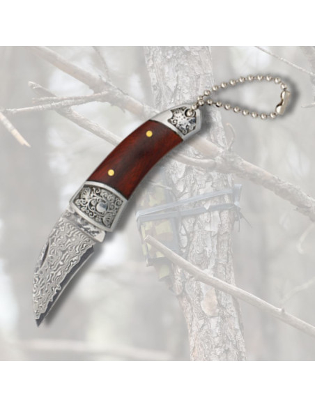 Keychain knife damascus blade wenge...