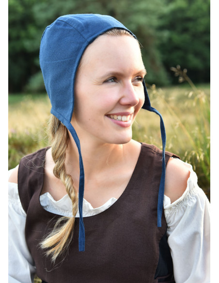 Medieval Peasant Woman Cap, Blue