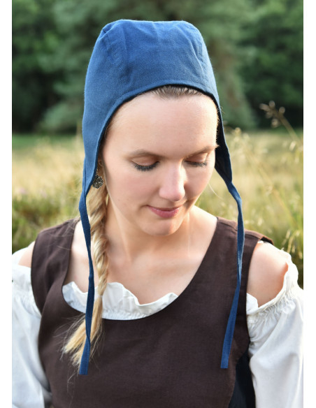 Medieval Peasant Woman Cap, Blue