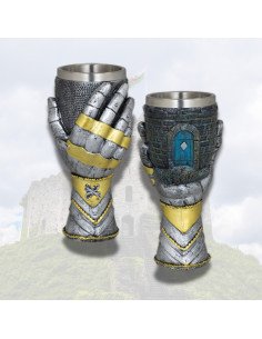 Medieval cup in resin hand of Warrior