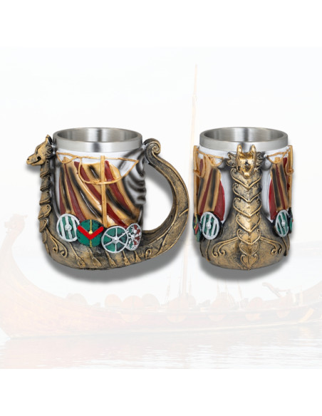 Medieval resin cup model Viking Ship