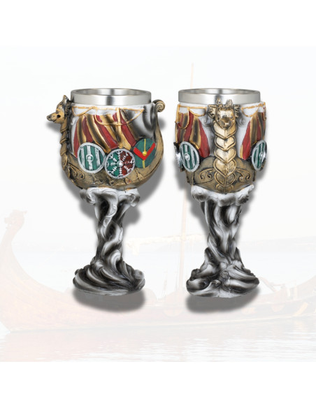 Medieval resin cup model Viking Ship