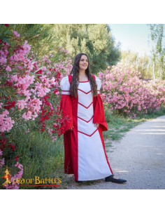 Medieval dress of Damsel Isabel, white-red 2