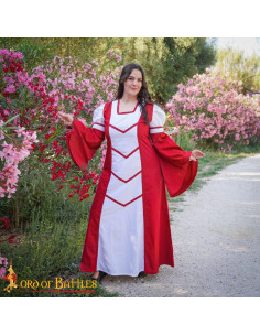 Medieval dress of Damsel Isabel, white-red