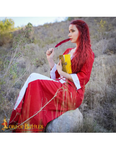 Medieval Princess Cotton Dress - Red and White 2