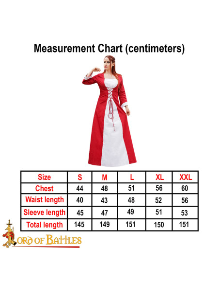 Medieval Princess Cotton Dress - Red...