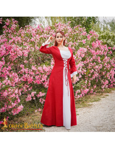 Medieval Princess Cotton Dress - Red and White