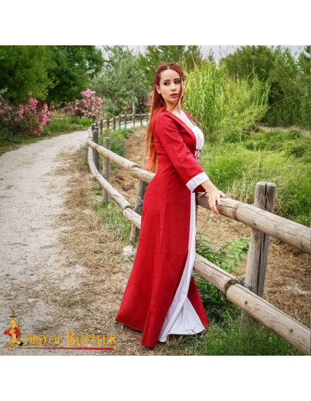 Medieval Princess Cotton Dress - Red...