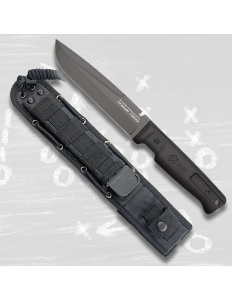 K25 tactical knife with black rubber...