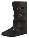High medieval boots with buckle closure, black