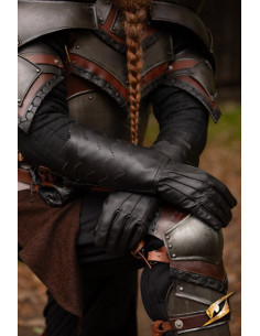 Black medieval scale gloves
