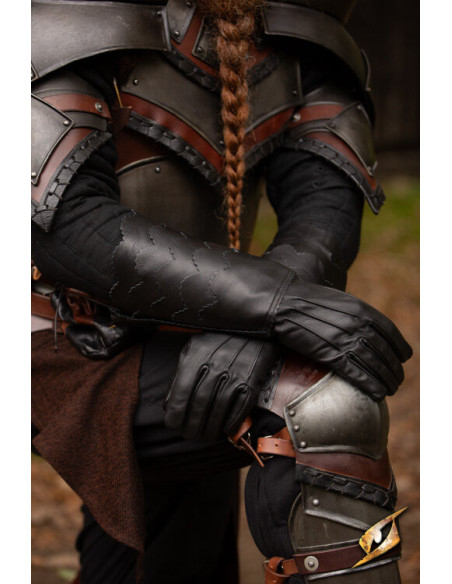 Black medieval scale gloves