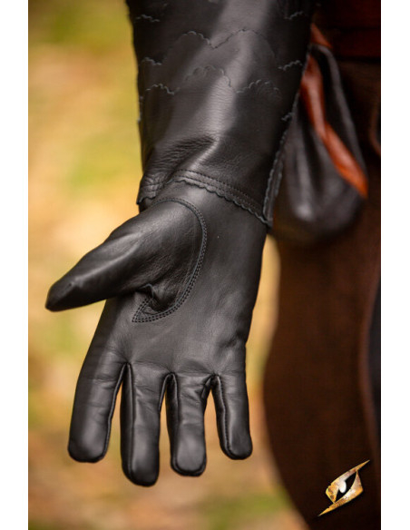 Black medieval scale gloves