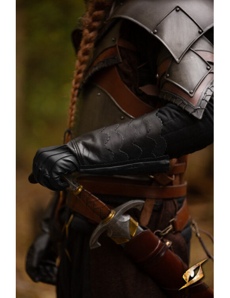 Black medieval scale gloves
